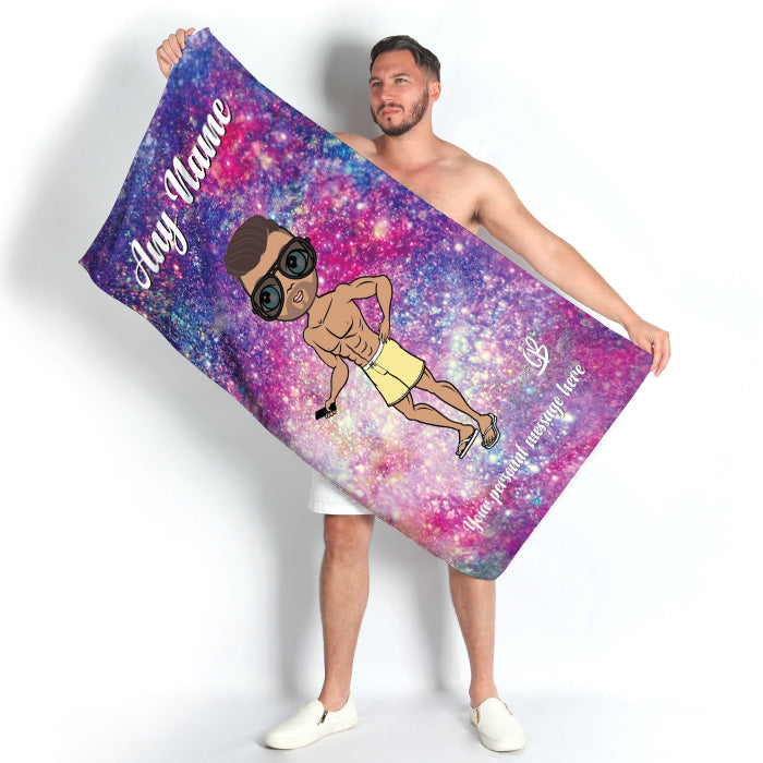 Mens Personalized Glitter Effect Beach Towel