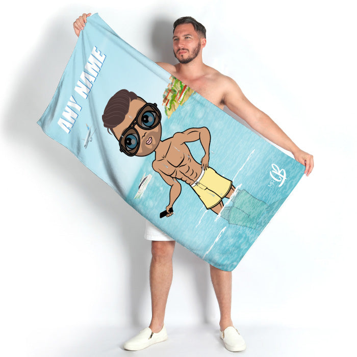 Mens Personalized Holiday Vibes Beach Towel