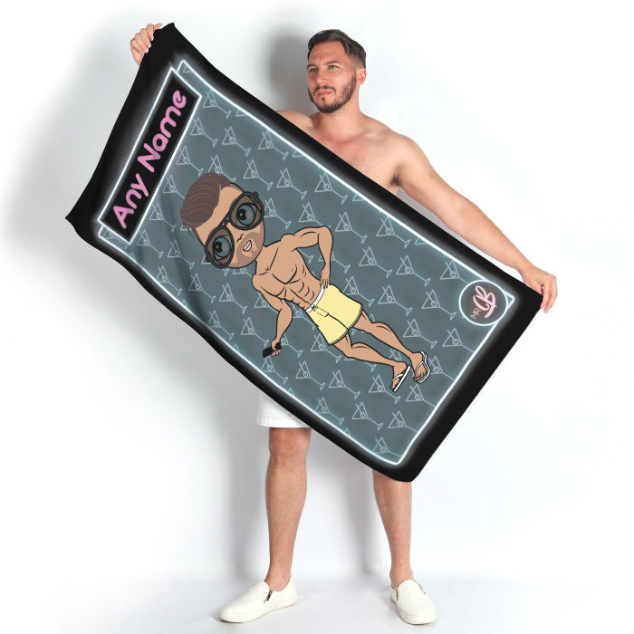 Mens Personalized Cocktail Hour Beach Towel