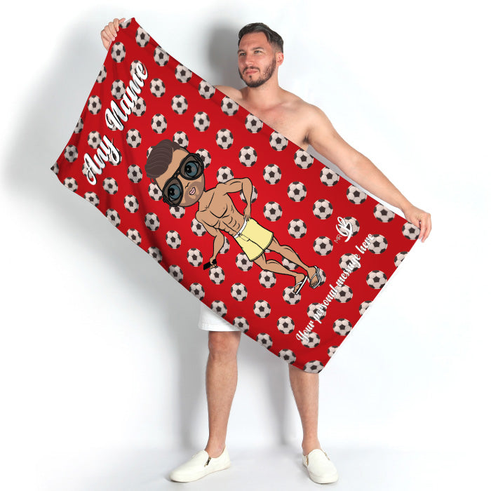 Mens Personalized Soccer Beach Towel