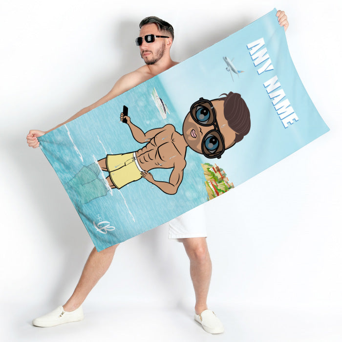 Mens Personalized Holiday Vibes Beach Towel