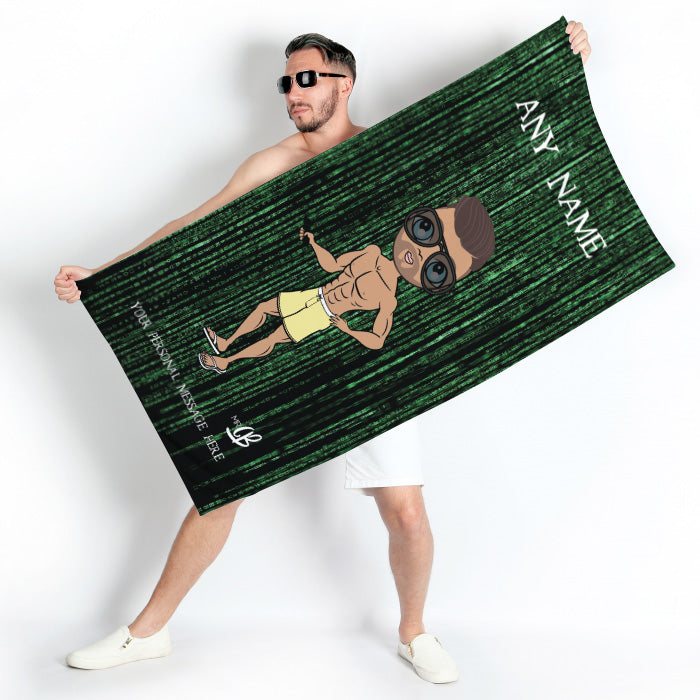 Mens Personalized Code Print Beach Towel