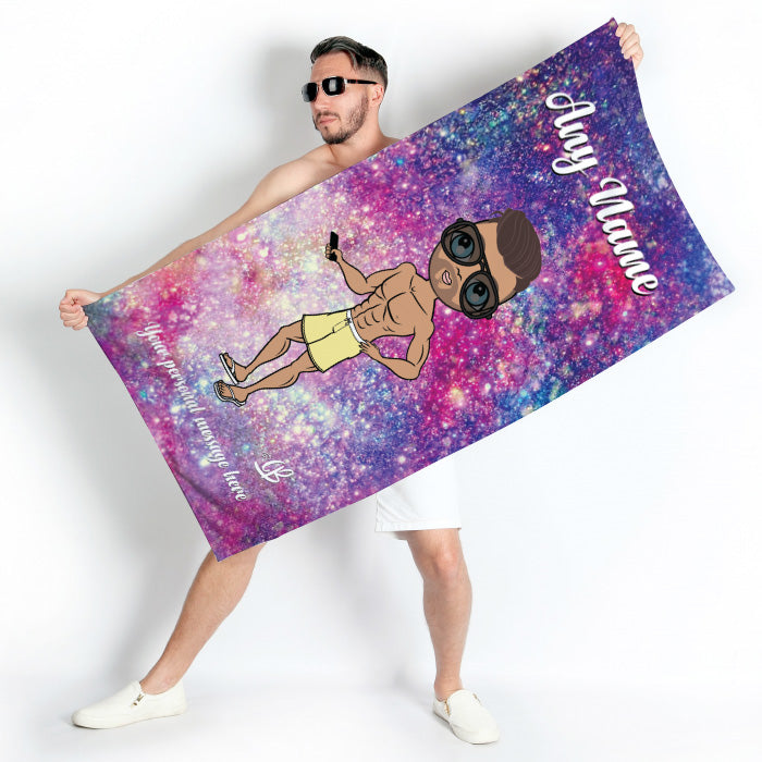 Mens Personalized Glitter Effect Beach Towel