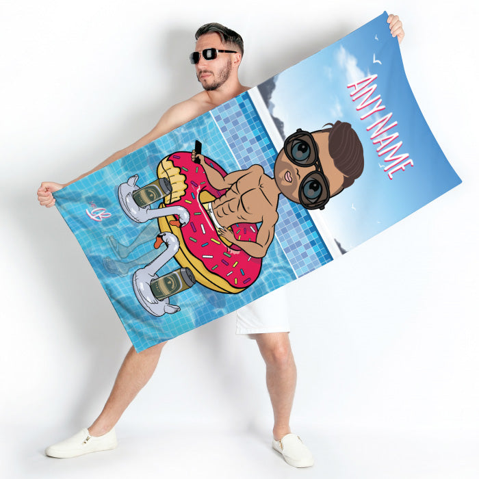 Mens Personalized Pool Party Beach Towel