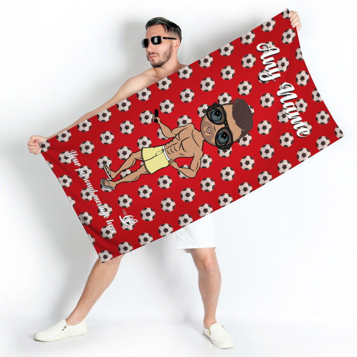 Mens Personalized Soccer Beach Towel
