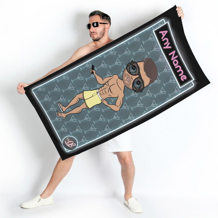 Mens Personalized Cocktail Hour Beach Towel