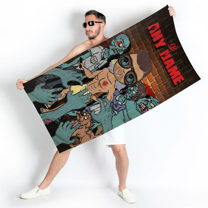 Mens Personalized Zombie Beach Towel