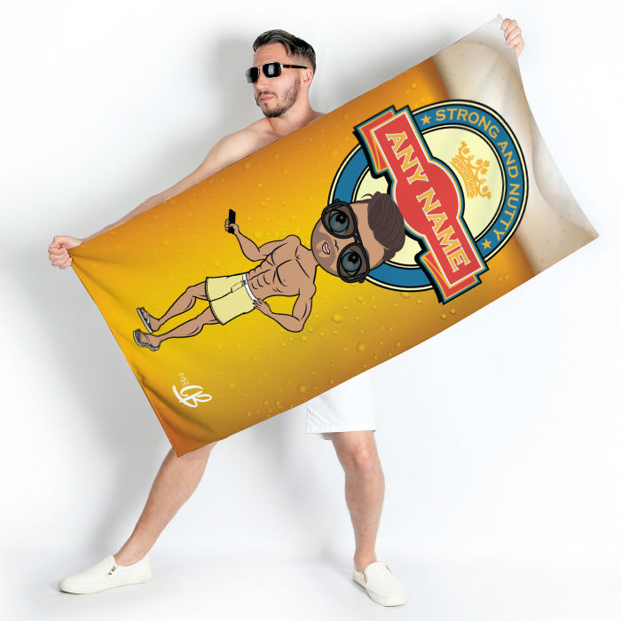 Mens Personalized Beer Beach Towel