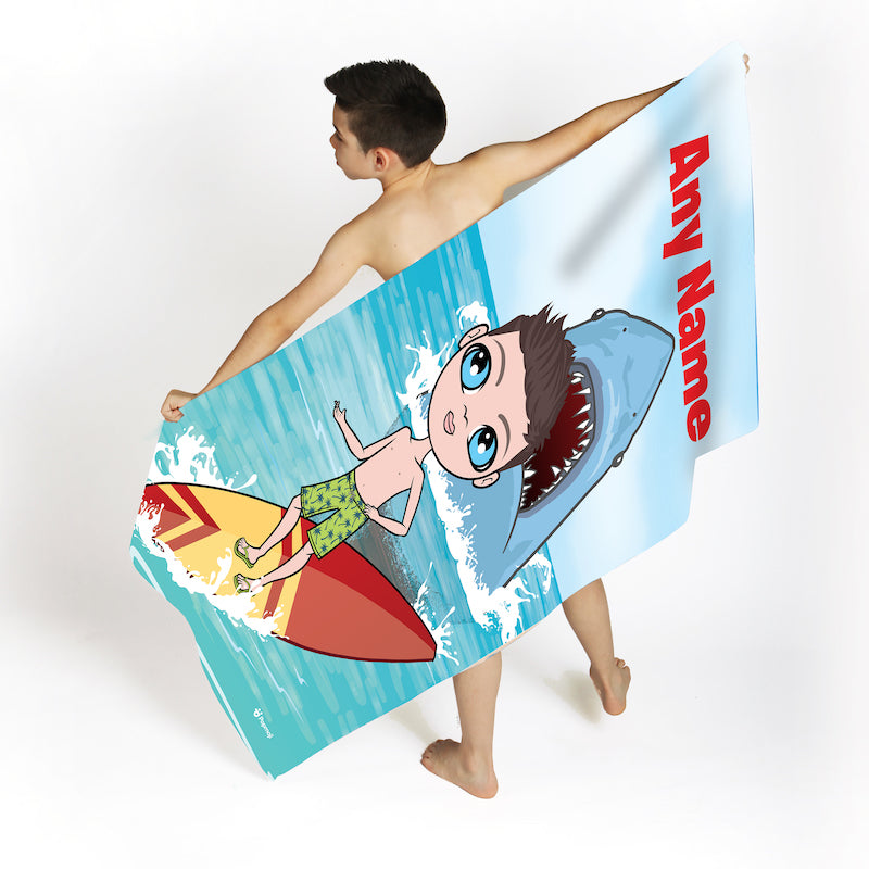 Boys Personalized Shark Attack Beach Towel