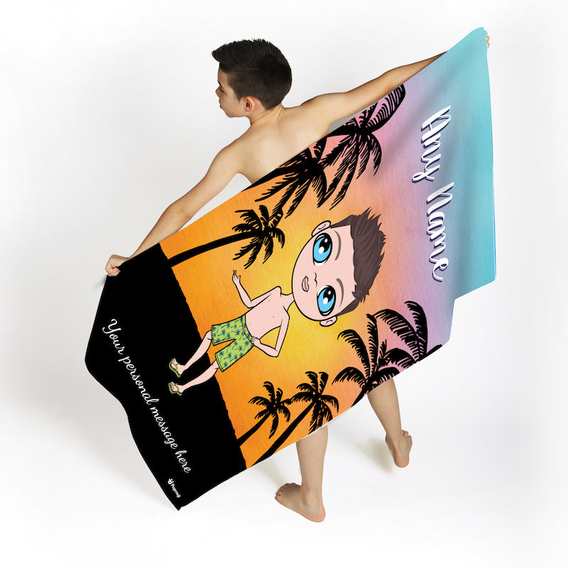 Boys Personalized Tropical Sunset Beach Towel