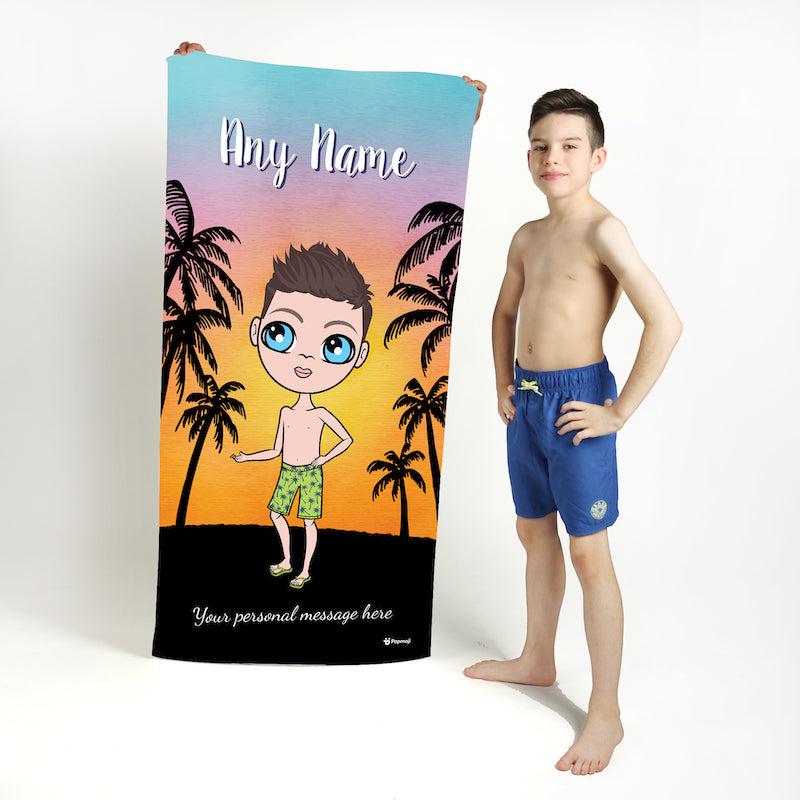 Boys Personalized Tropical Sunset Beach Towel