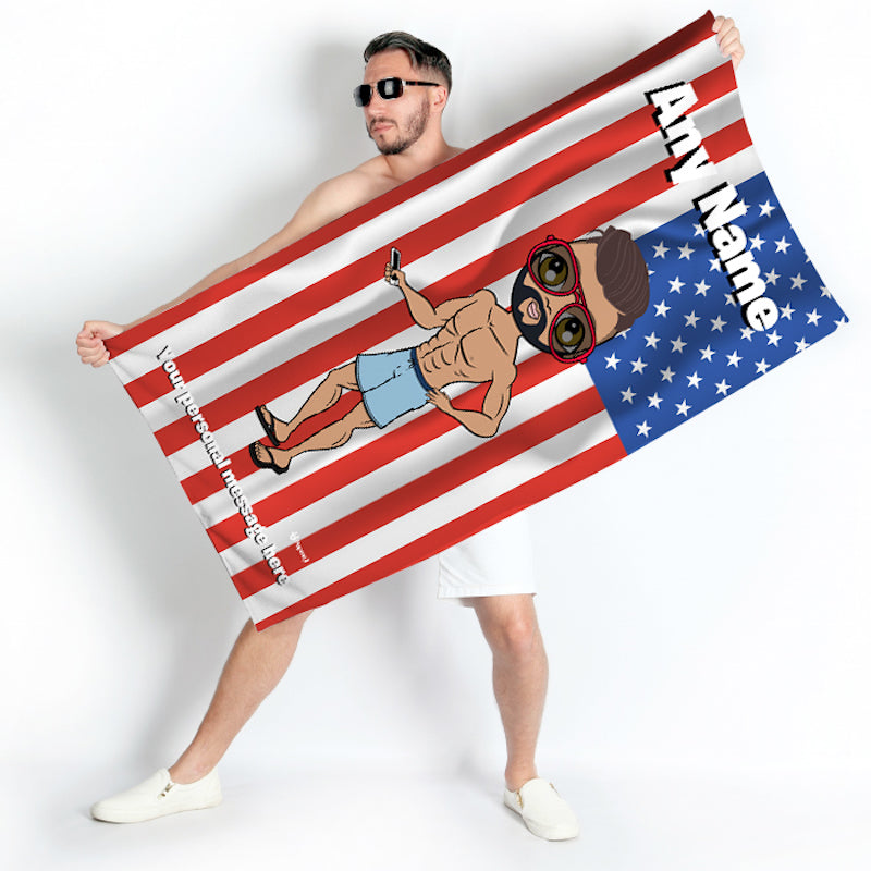 Mens Personalized Stars & Stripes Beach Towel