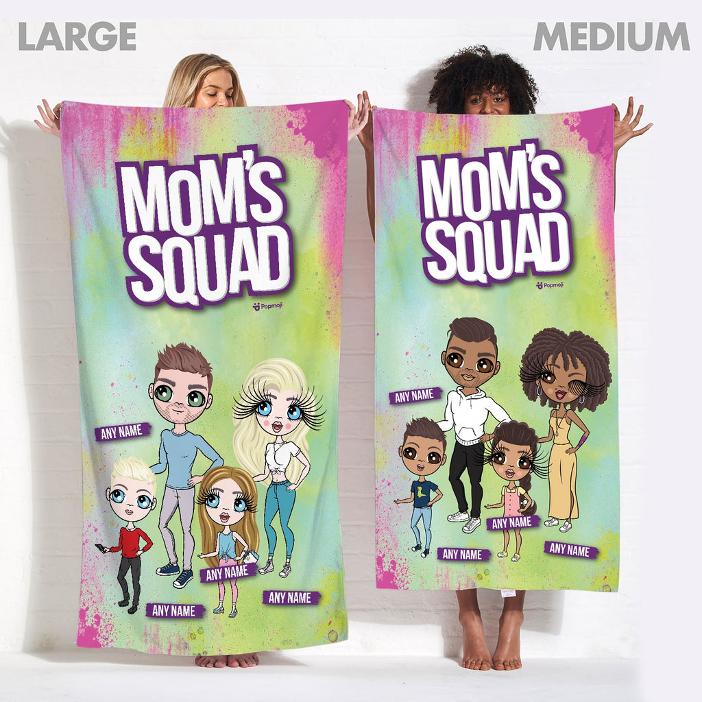 Multi Character Personalized Mom's Squad Family Of 4 Beach Towel