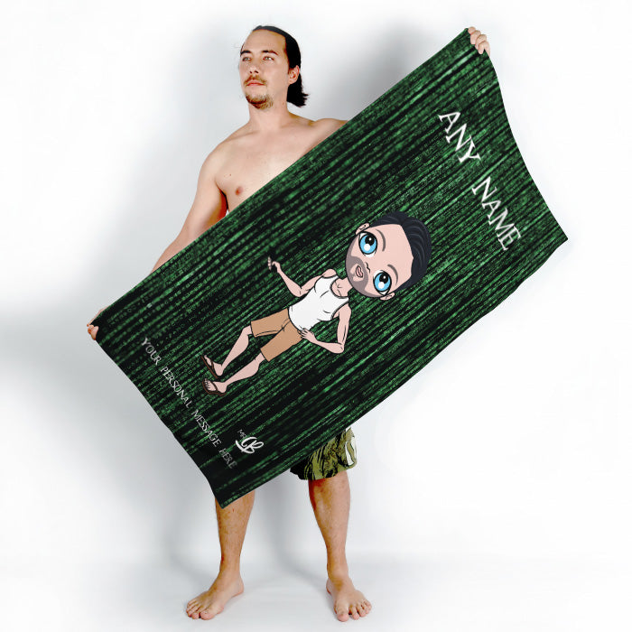 Mens Personalized Code Print Beach Towel