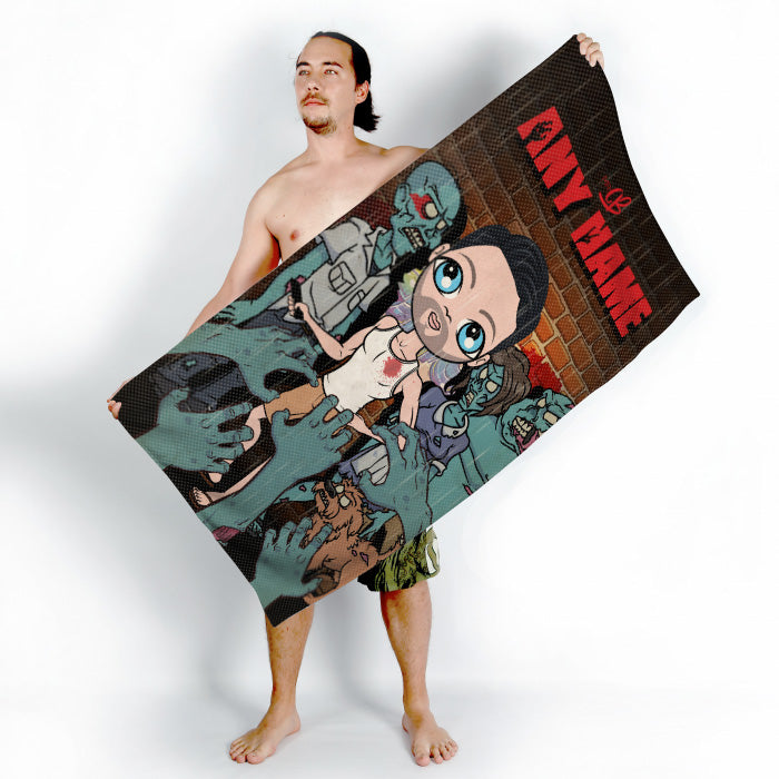 Mens Personalized Zombie Beach Towel