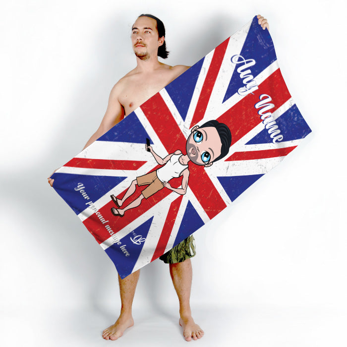 Mens Personalized Union Jack Beach Towel