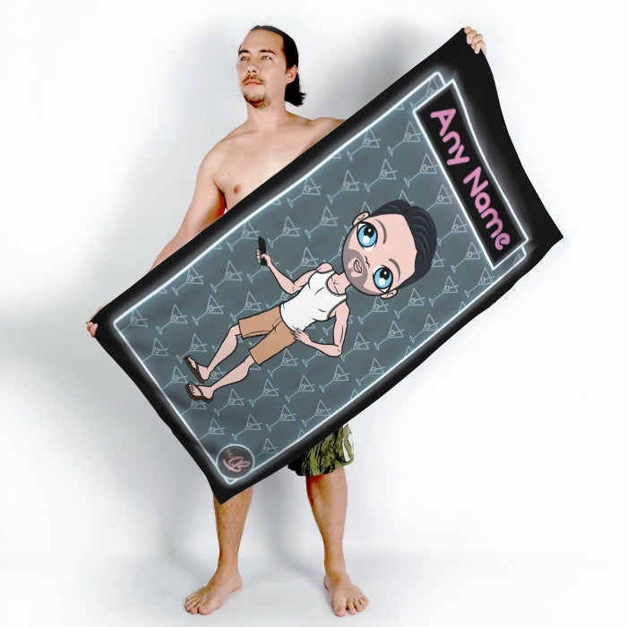 Mens Personalized Cocktail Hour Beach Towel