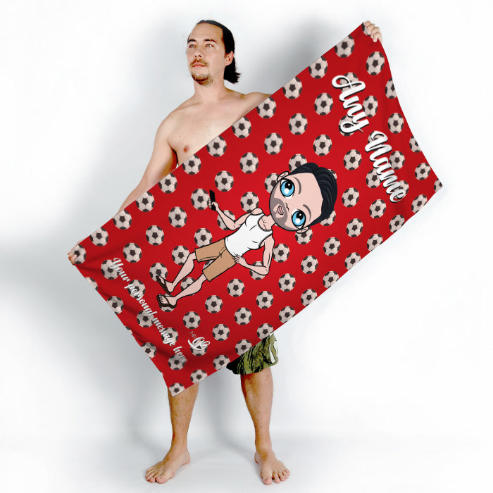 Mens Personalized Soccer Beach Towel