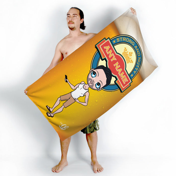 Mens Personalized Beer Beach Towel