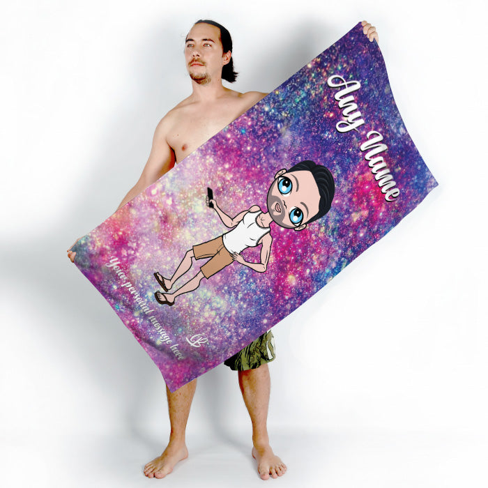Mens Personalized Glitter Effect Beach Towel
