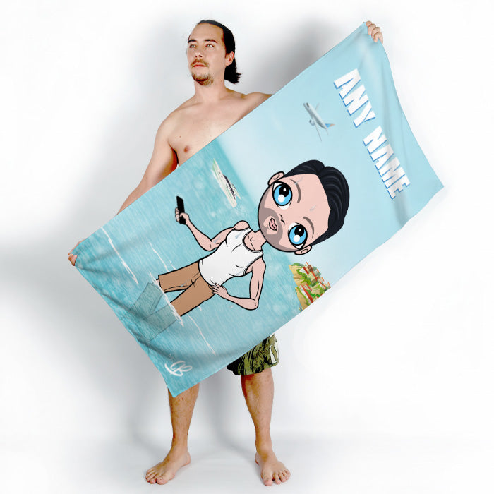 Mens Personalized Holiday Vibes Beach Towel