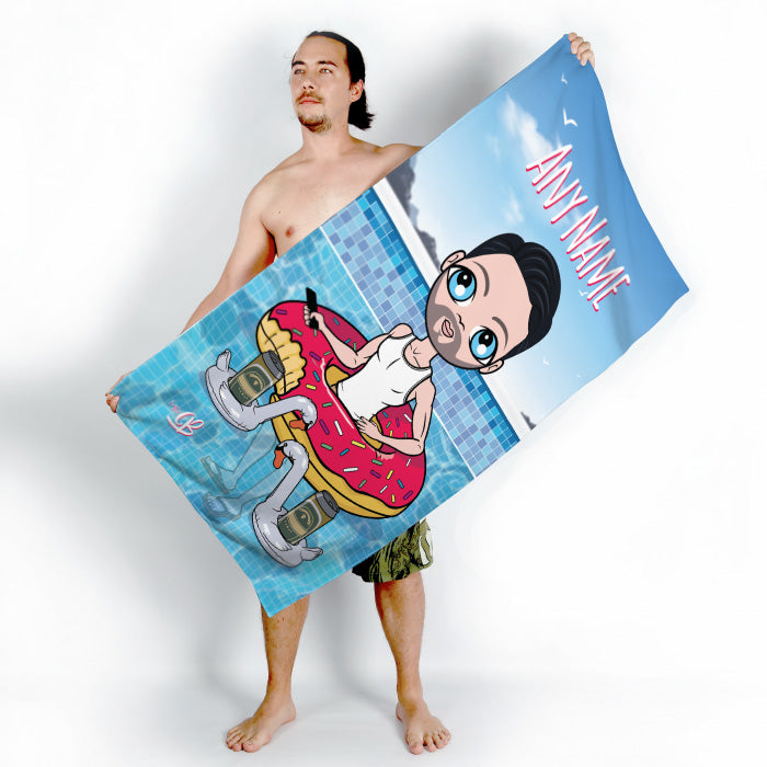 Mens Personalized Pool Party Beach Towel