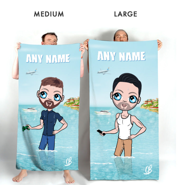 Mens Personalized Holiday Vibes Beach Towel