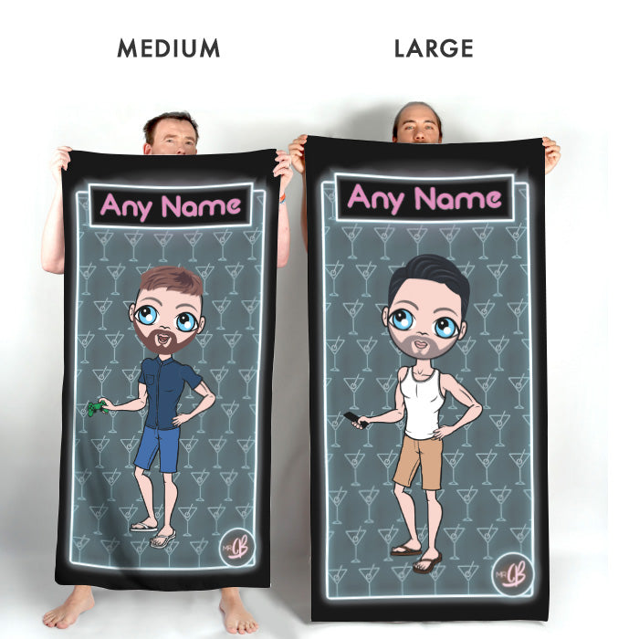 Mens Personalized Cocktail Hour Beach Towel