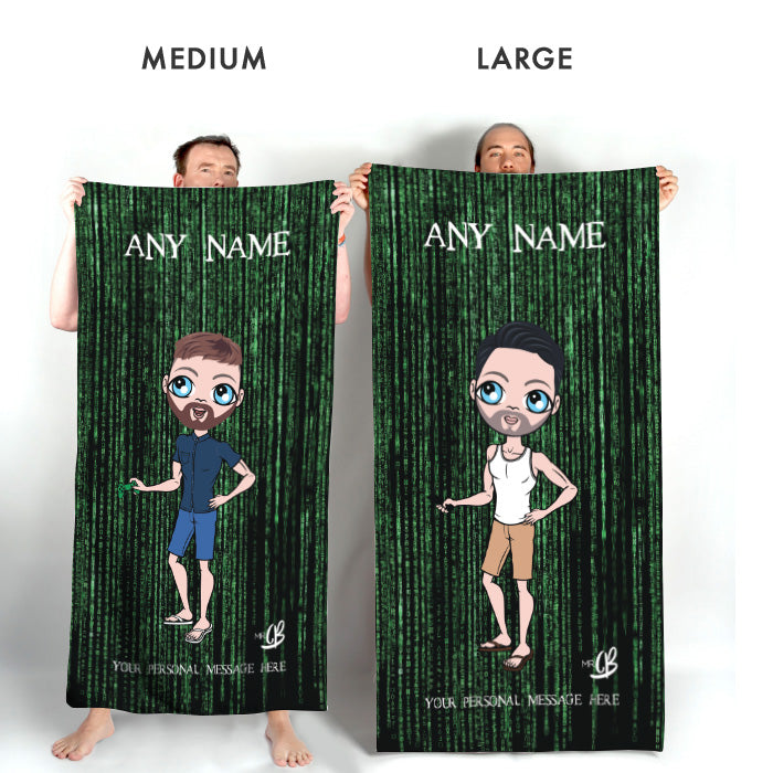 Mens Personalized Code Print Beach Towel