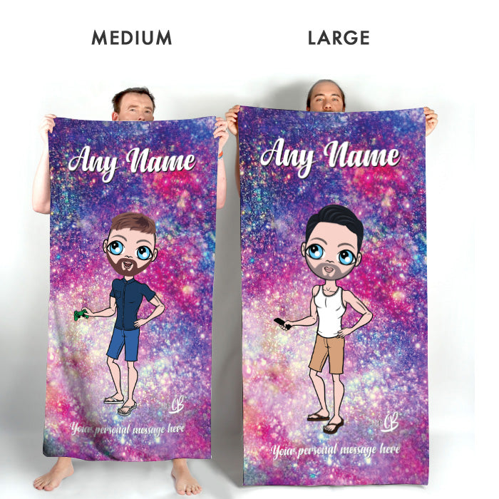 Mens Personalized Glitter Effect Beach Towel