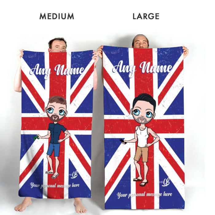 Mens Personalized Union Jack Beach Towel