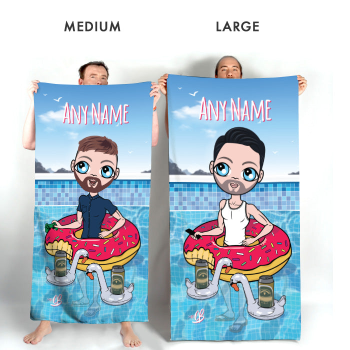 Mens Personalized Pool Party Beach Towel