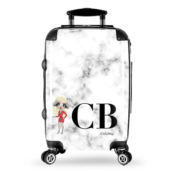 Womens Personalized The LUX Collection White Marble Suitcase
