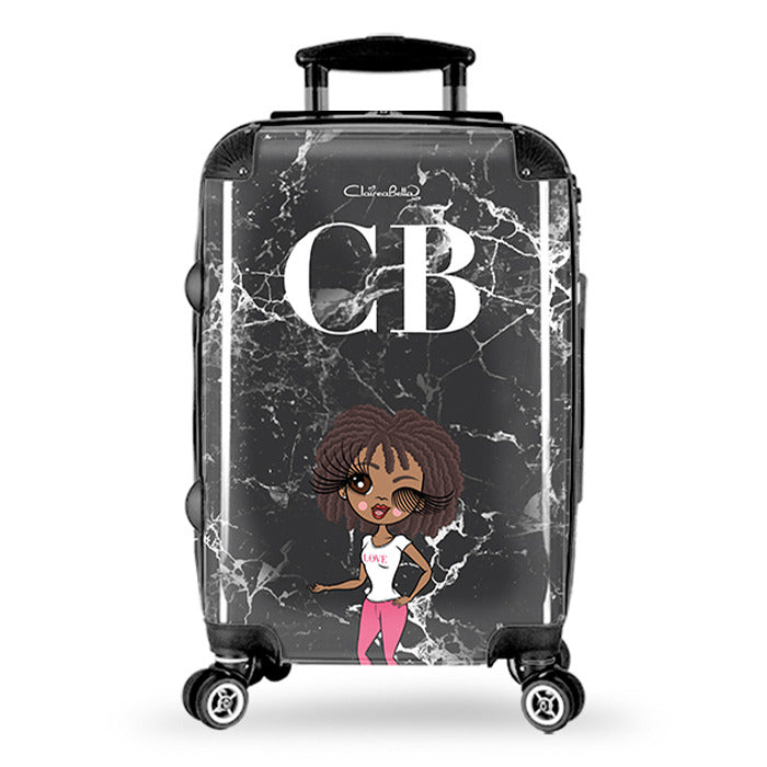 Womens Personalized The LUX Collection Black Marble Suitcase