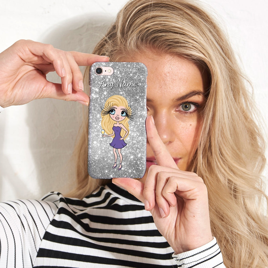 ClaireaBella Personalized Glitter Effect Phone Case - Silver - Image 3