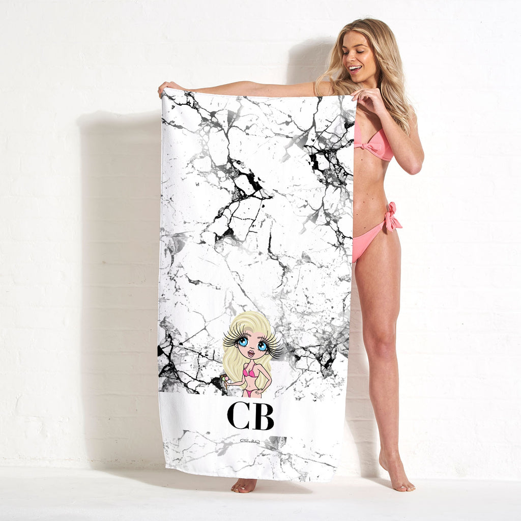 ClaireaBella The LUX Collection Black and White Marble Beach Towel - Image 2