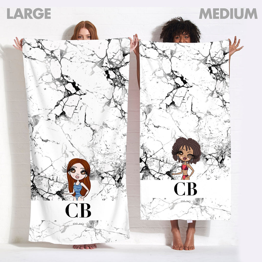 ClaireaBella The LUX Collection Black and White Marble Beach Towel - Image 4
