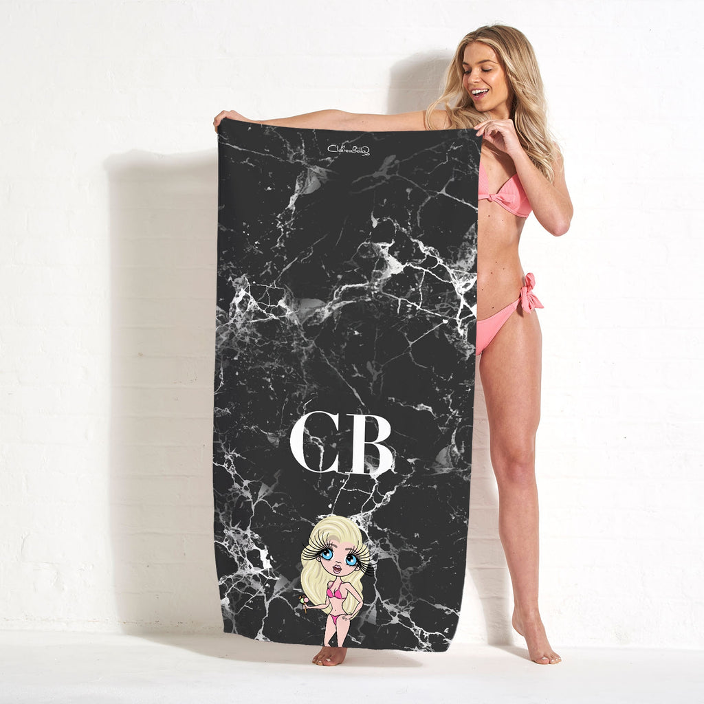 ClaireaBella The LUX Collection Black Marble Beach Towel - Image 1