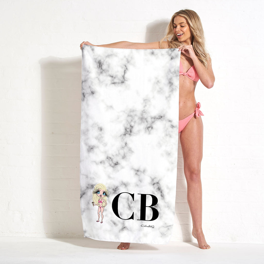 ClaireaBella The LUX Collection White Marble Beach Towel - Image 2