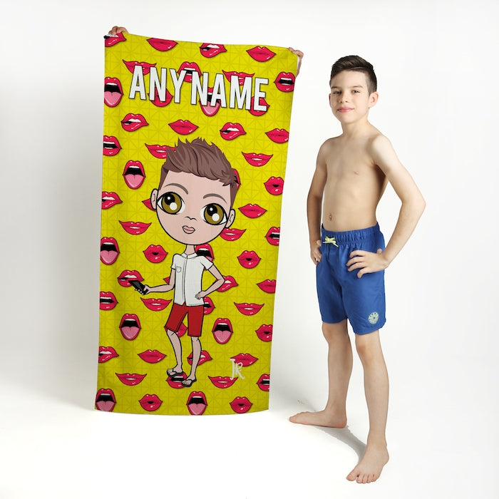 Jnr Boys Funky Lips Beach Towel - Image 1