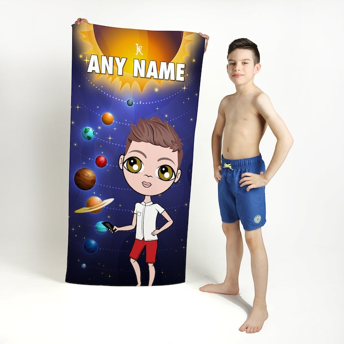 Jnr Boys Space Galaxy Beach Towel - Image 1