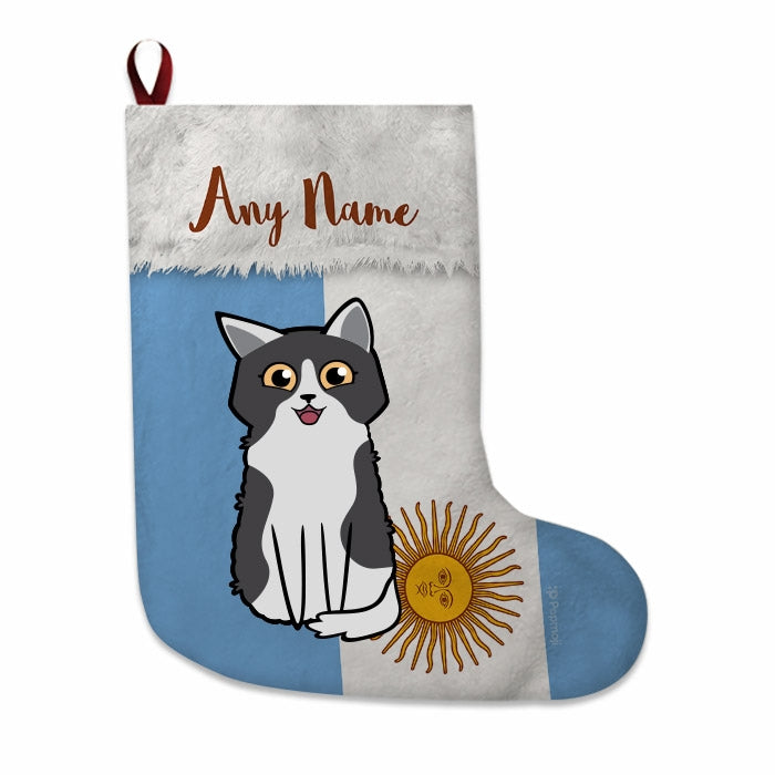 Cats Personalized Christmas Stocking - Argentinian Flag - Image 1