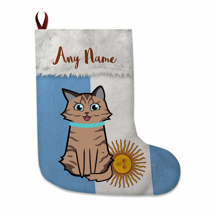 Cats Personalized Christmas Stocking - Argentinian Flag - Image 2