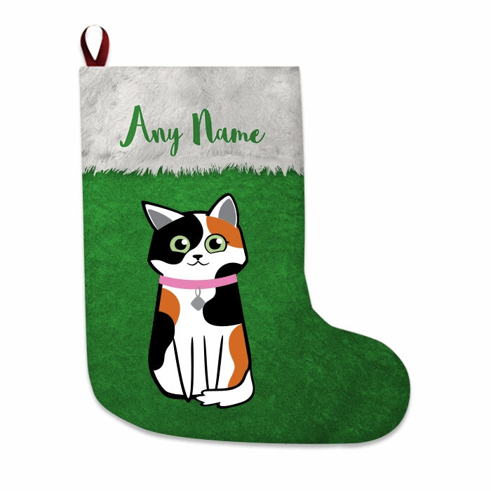 Cats Personalized Christmas Stocking - Classic Green - Image 2