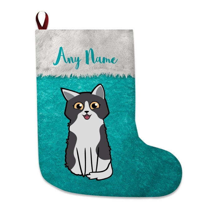 Cats Personalized Christmas Stocking - Classic Light Blue - Image 1