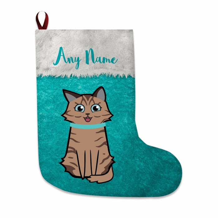 Cats Personalized Christmas Stocking - Classic Light Blue - Image 2