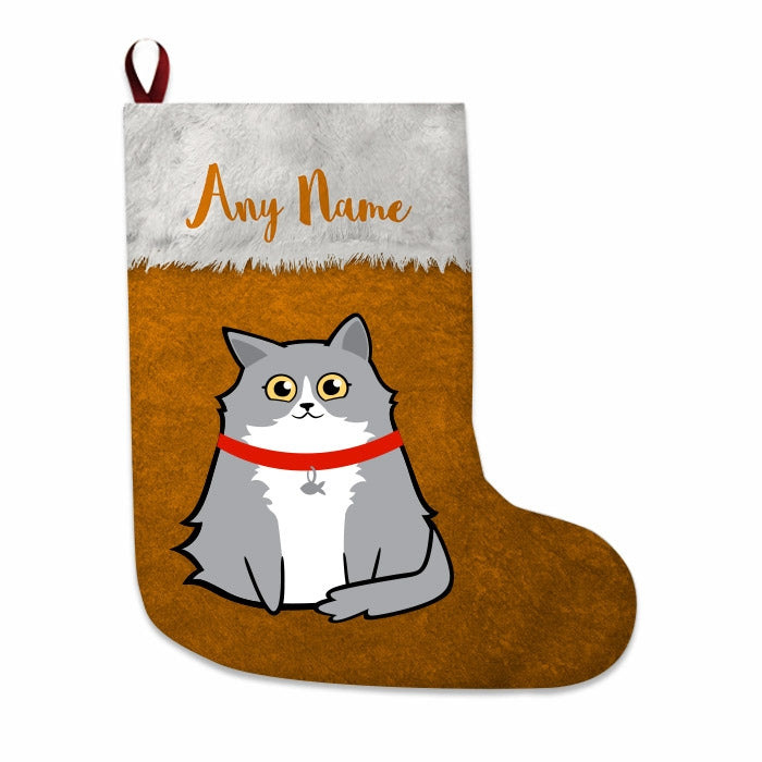 Cats Personalized Christmas Stocking - Classic Orange - Image 1
