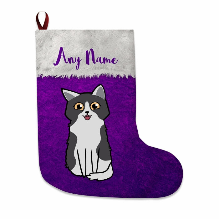 Cats Personalized Christmas Stocking - Classic Purple - Image 2