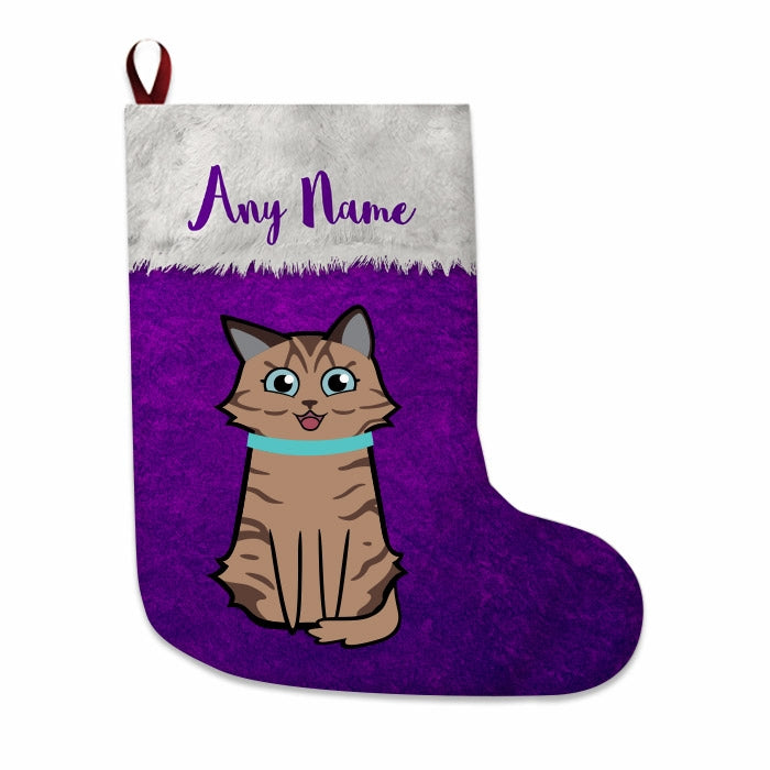 Cats Personalized Christmas Stocking - Classic Purple - Image 1