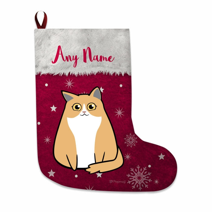 Cats Personalized Christmas Stocking - Classic Red Snowflake - Image 1
